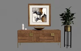 Rustic Wood Basin Cabinet With Sink