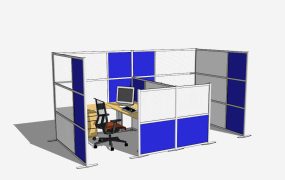 Blue and White Office Cubicles