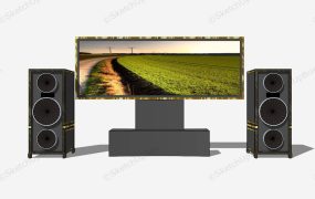 Flat Screen Tv And Speakers