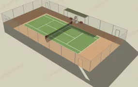 Tennis Court With Fence