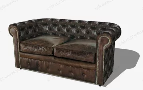 Tufted Leather Loveseat