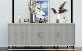 Fluted Entryway Console Cabinet
