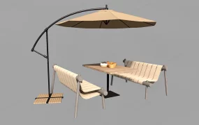 Rustic Patio Set With Umbrella