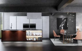 Modern Industrial Luxury Kitchen And Dining Area SketchUp 3D Model