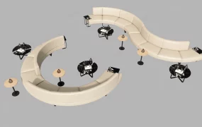 Modern Modular Curved Sectional Lounge Sofa Set SketchUp 3D Model