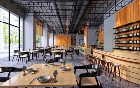 Modern Industrial Restaurant And Lounge Bar