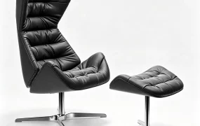 Leather Lounge Chair With Ottoman