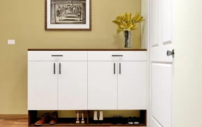 White Entryway Shoe Cabinet