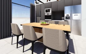 Moden Kitchen With Dining Set