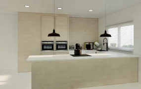 Wood And White Kitchen