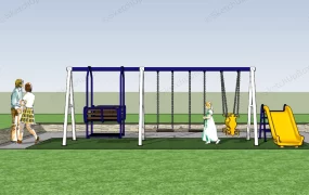 Metal Swing Set With Slide