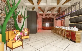 Industrial Pop Art Lounge Bar SketchUp 3D Model