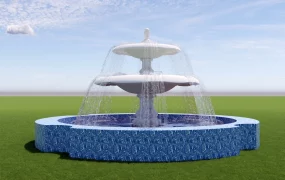 Classical Tiered European Stone Water Fountain SketchUp 3D Model