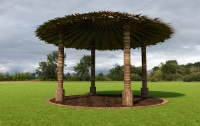 Round Thatched Roof Gazebo