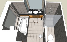 Bathroom with Bathtub and Shower Plan