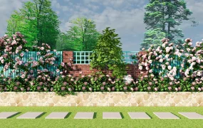 Romantic Cottage Garden Boundary Wall SketchUp 3D Model