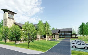 Rustic Hotel Building Exterior