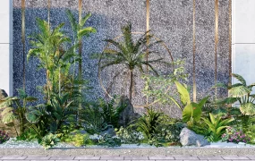 Tropical Feature Wall Garden Installation SketchUp 3D Model