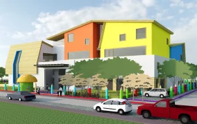 Bright Colored Kindergarten Building