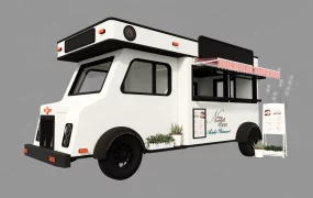Vintage Mobile Food Truck And Coffee Van SketchUp 3D Model