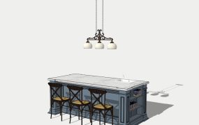 Primitive Kitchen Island with Seating