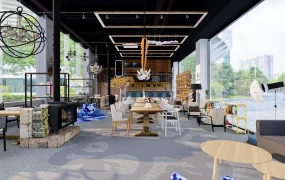 Rustic Industrial Coffee Shop Design