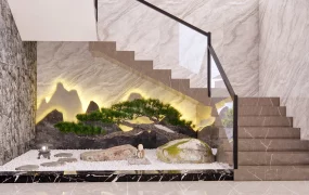 Zen Garden Under Stairs