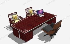 Asian Style Executive Desk And Chairs