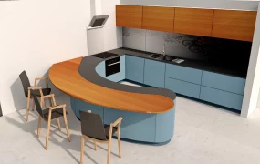 Kitchen With Curved Bar