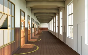 Vintage Corridor Inside The School Building