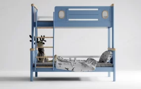 Modern Scandinavian Blue Children's Bunk Bed SketchUp 3D Model