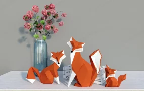 Geometric Fox Figurines Home Decor