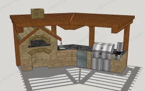 Outdoor Kitchen With Fireplace
