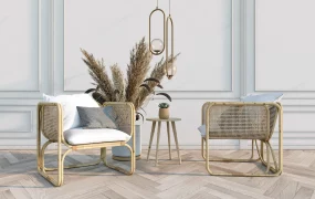 Rattan Accent Chair Set