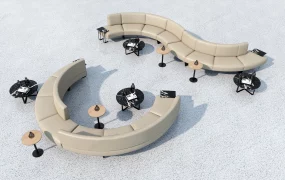 Curved Sofas And Tables For Office Space