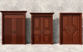 Classic Mahogany Double Door Collection SketchUp 3D Model
