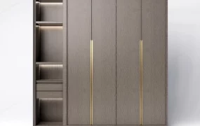 Modern Wood Grain Wardrobe Storage Unit SketchUp 3D Model