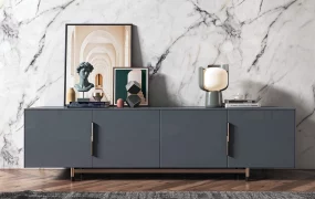 Modern Dark Grey Sideboard And Decor SketchUp 3D Model