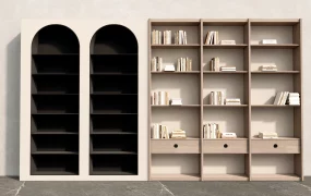 Modern Arched Alcove And Wooden Bookshelf SketchUp 3D Model