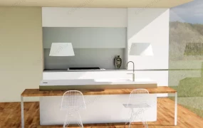 White Kitchen With Island