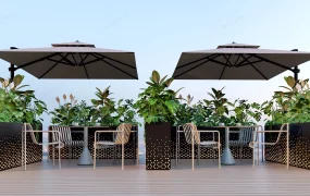 Outdoor Cafe Furniture With Umbrella