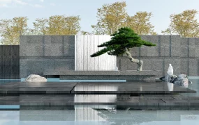 Serene Zen Waterfall Garden