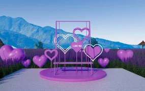 Romantic Pink Heart Art Installations