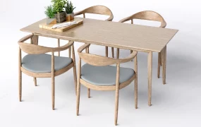 5 Piece Modern Wood Dining Table Set
