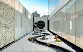 Narrow Peaceful Zen Garden