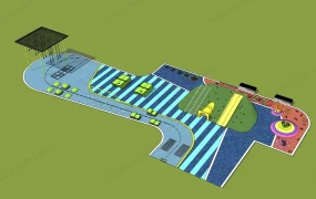 Small Playground And Sports Field