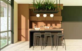 Small Kitchen With Bar Counter Design