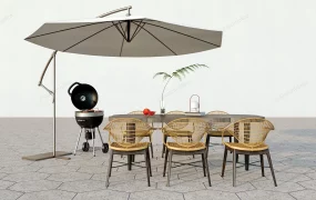 Patio Dining Set With Umbrella