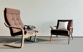 Wood Cantilever Chair & Armchair
