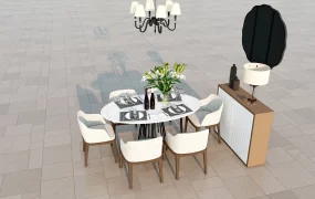 Oval Dining Set And Sideboard